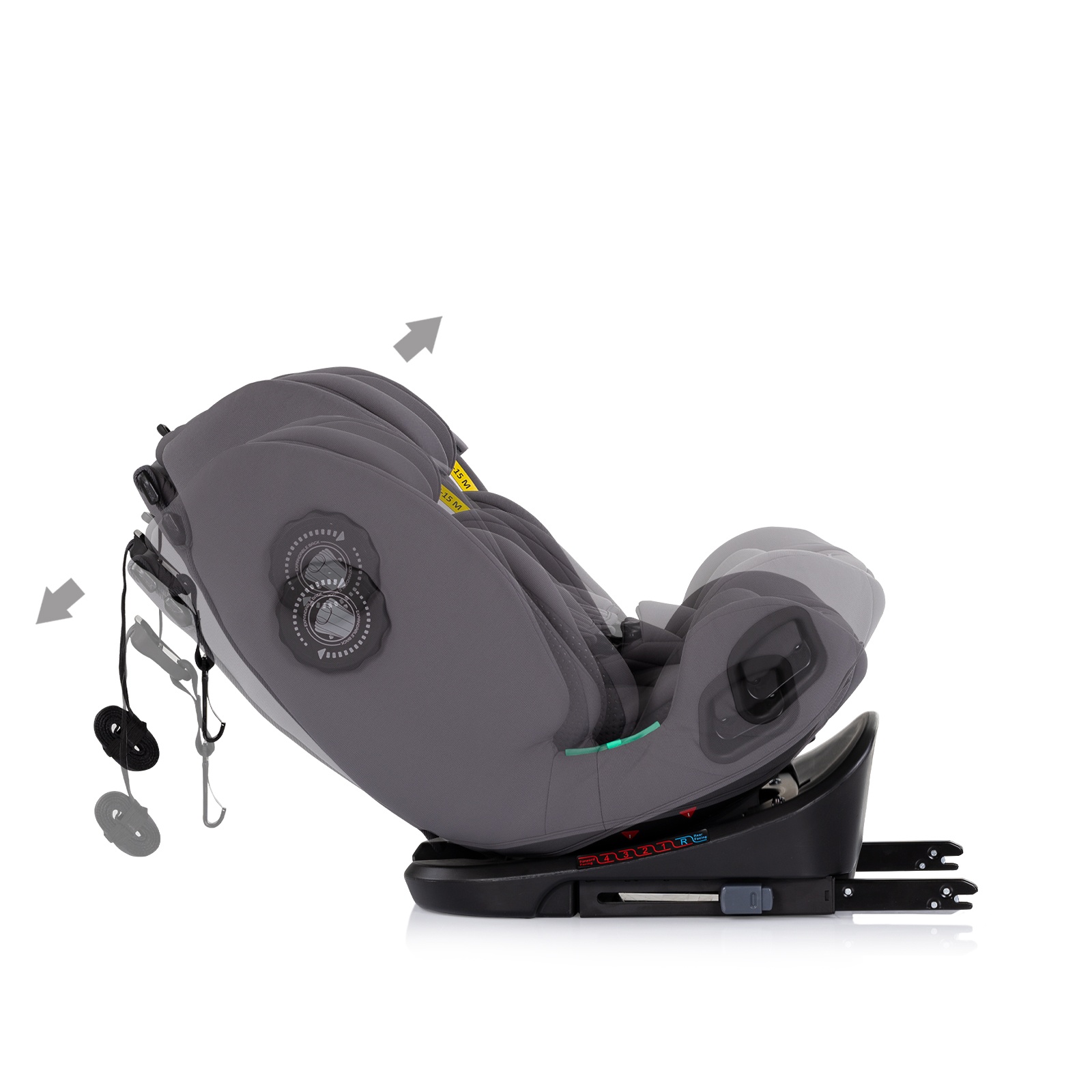 Столче за кола Chipolino Techno iGrow i-Size 40–150 см, графит — снимка 11