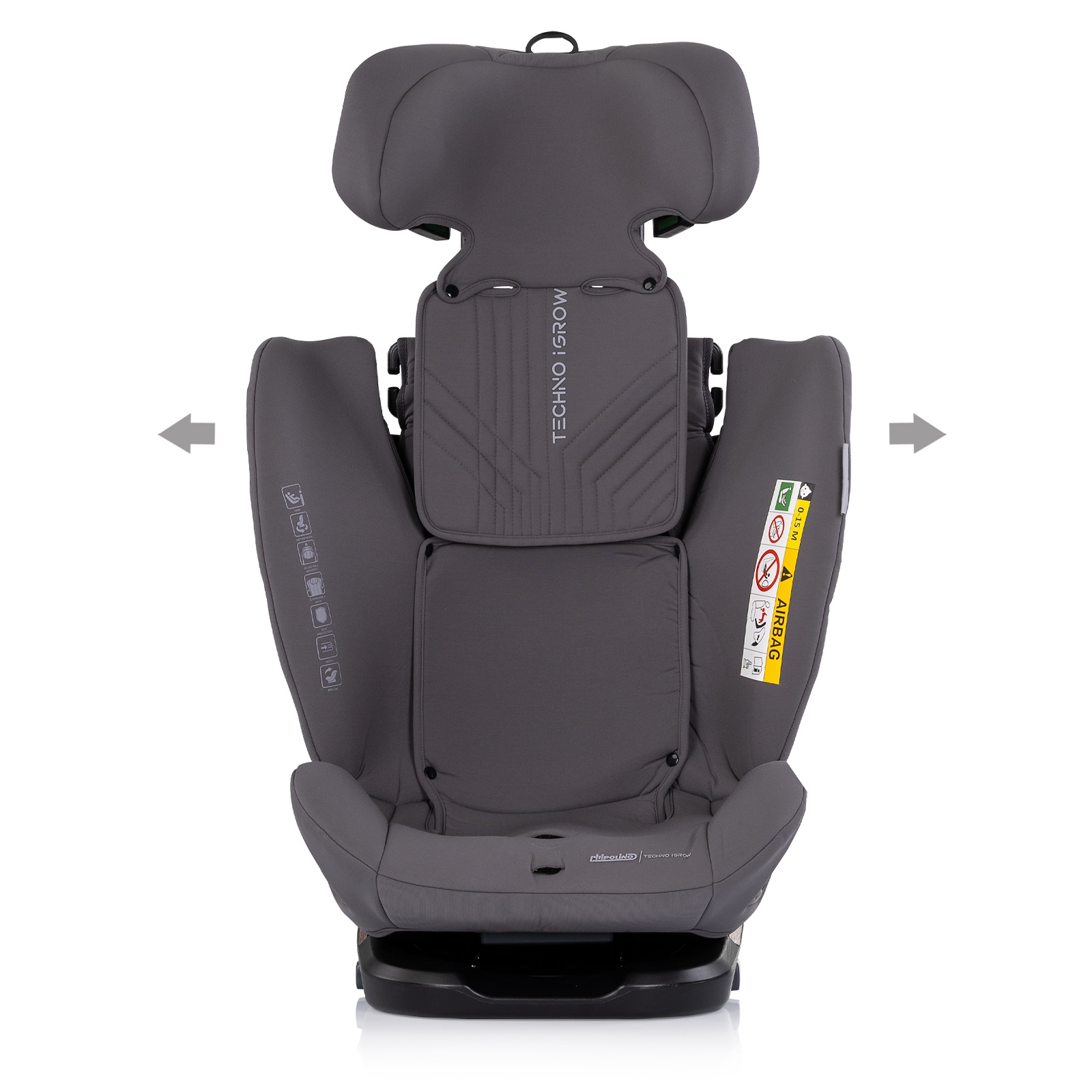 Столче за кола Chipolino Techno iGrow i-Size 40–150 см, графит — снимка 5
