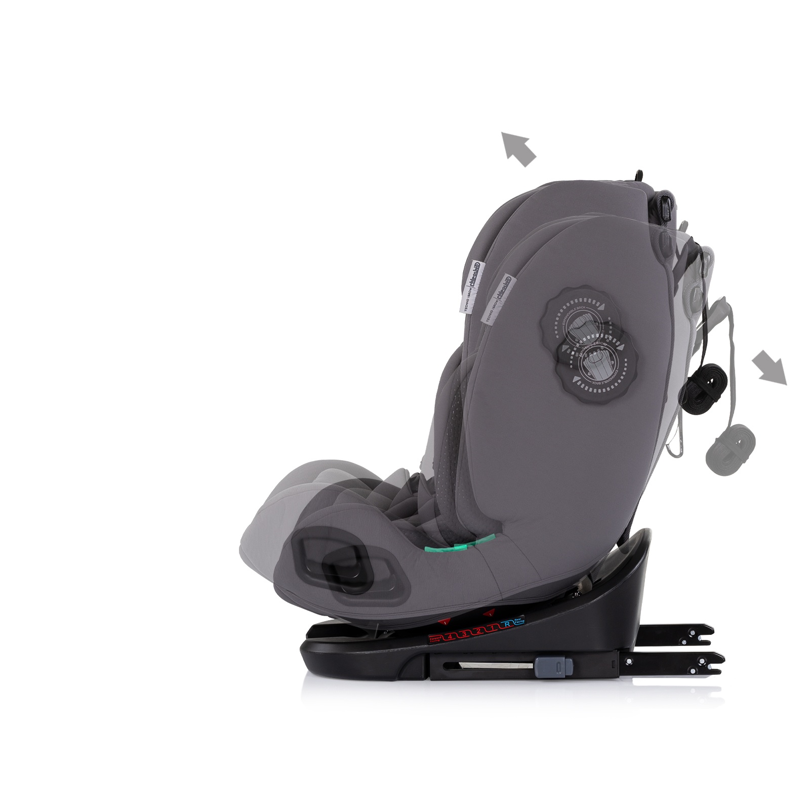 Столче за кола Chipolino Techno iGrow i-Size 40–150 см, графит — снимка 7