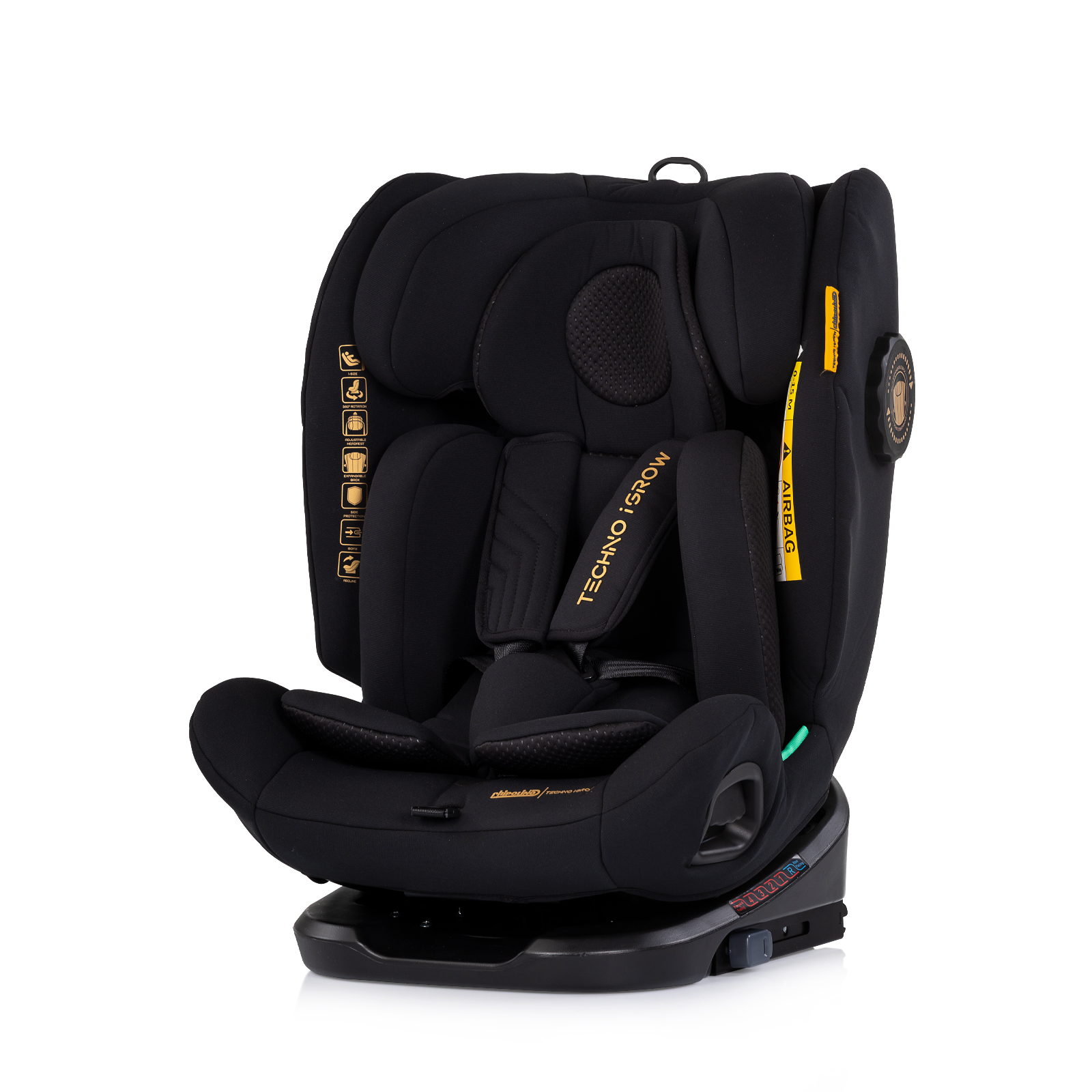 Столче за кола Chipolino Techno iGrow i-Size 40–150 см, черно