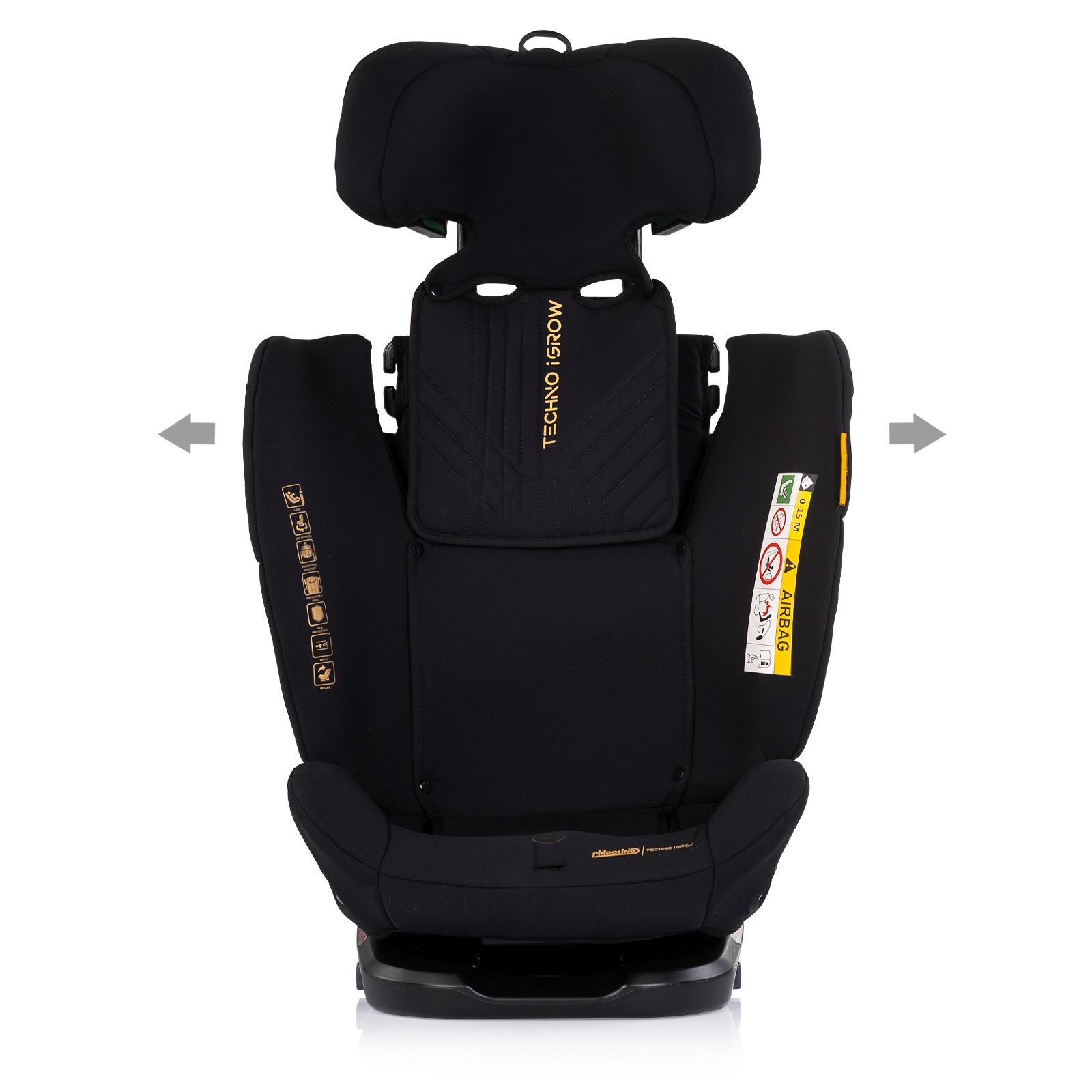 Столче за кола Chipolino Techno iGrow i-Size 40–150 см, черно — снимка 5