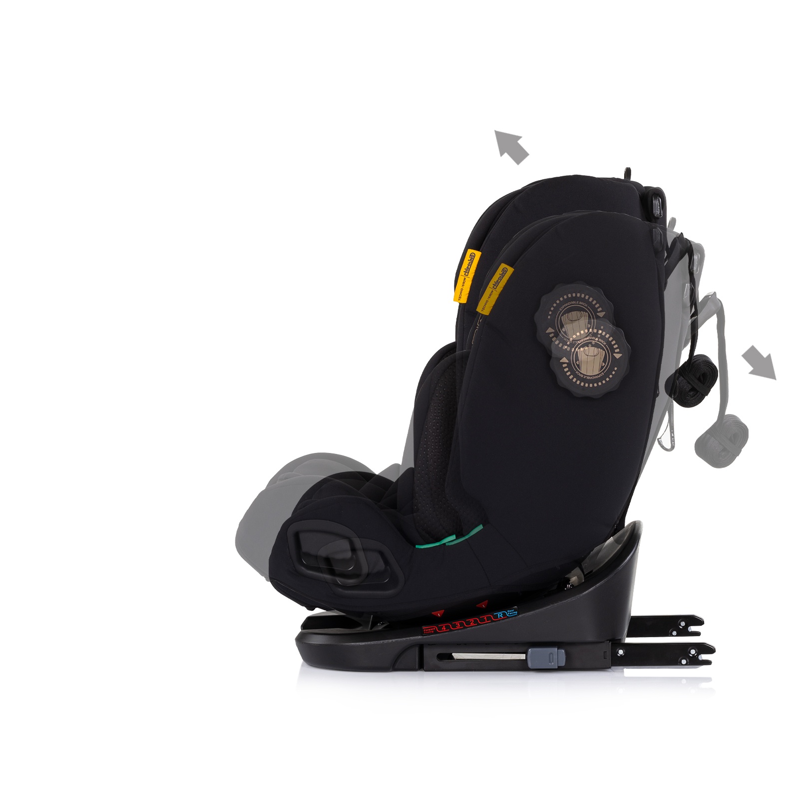 Столче за кола Chipolino Techno iGrow i-Size 40–150 см, черно — снимка 7