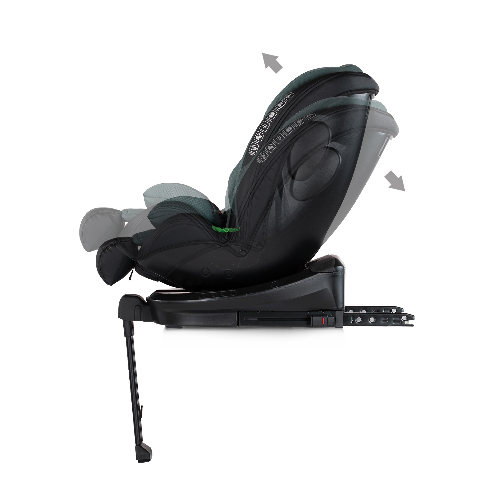Столче за кола Chipolino Hypnotic Plus i-Size 40–150 см, зелено — снимка 6