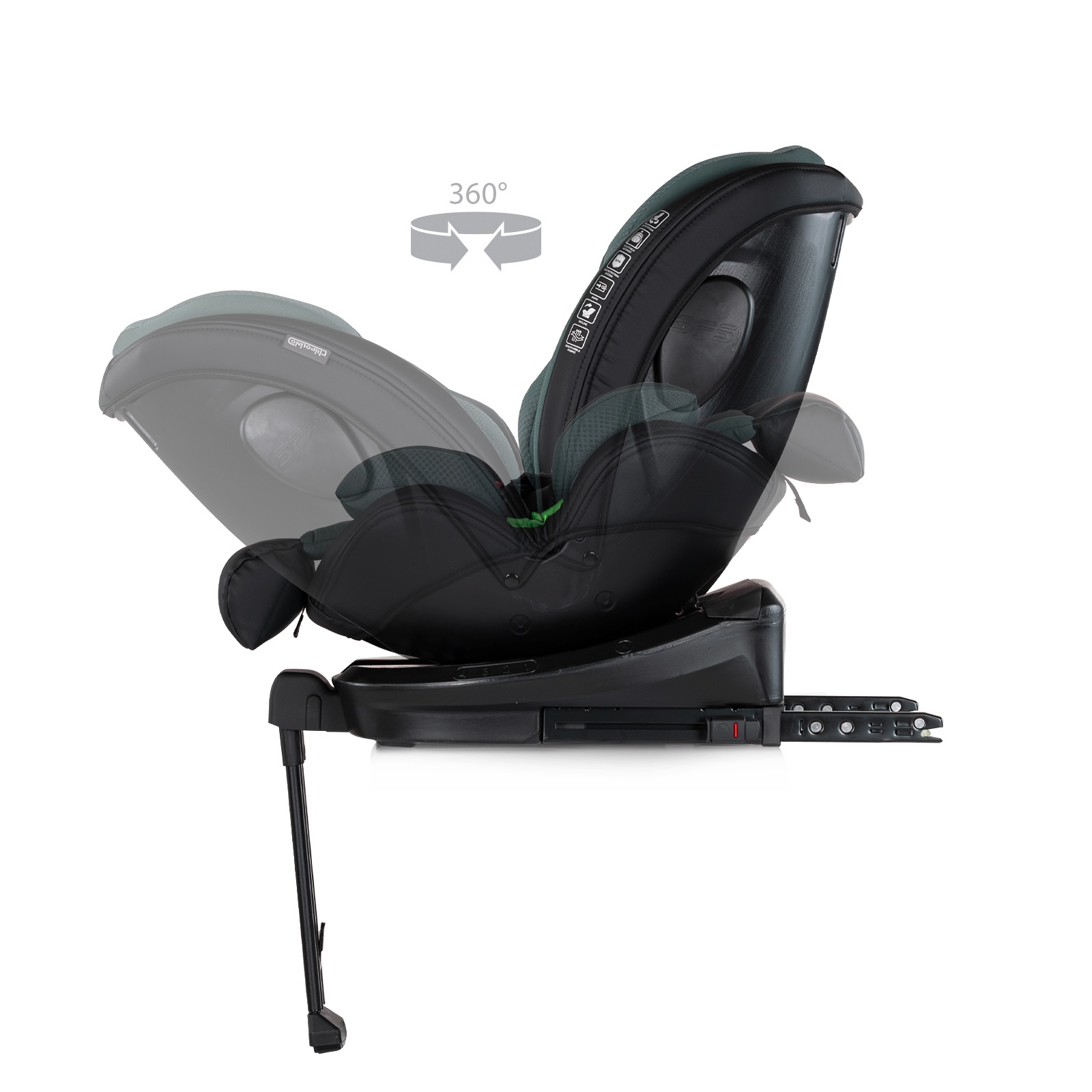 Столче за кола Chipolino Hypnotic Plus i-Size 40–150 см, зелено — снимка 8