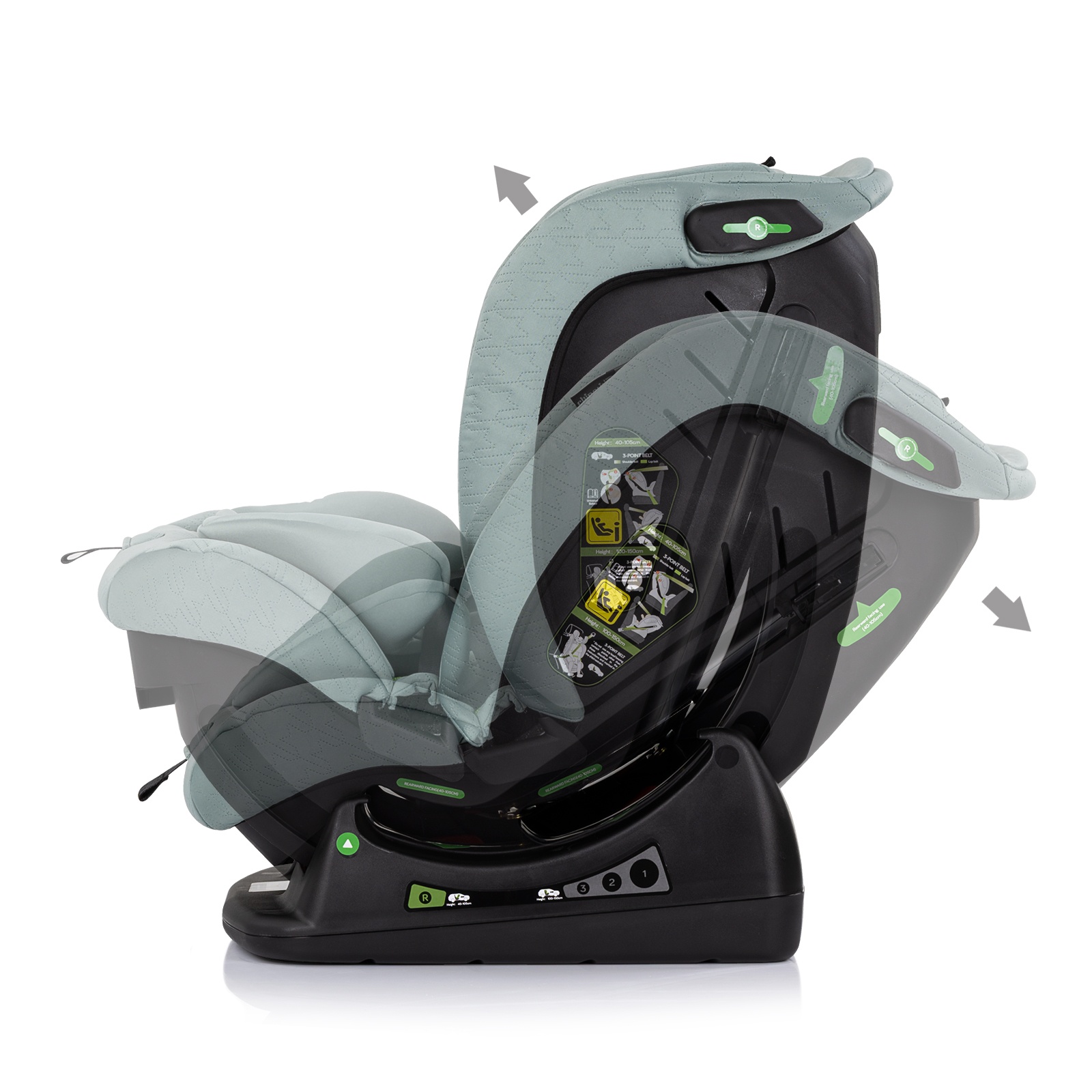 Столче за кола Chipolino Aviato i-Size 40–150 см, босилек