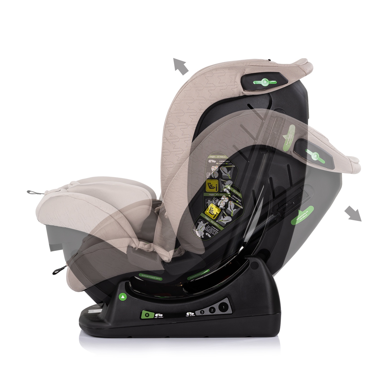 Столче за кола Chipolino Aviato i-Size 40–150 см, тирамису