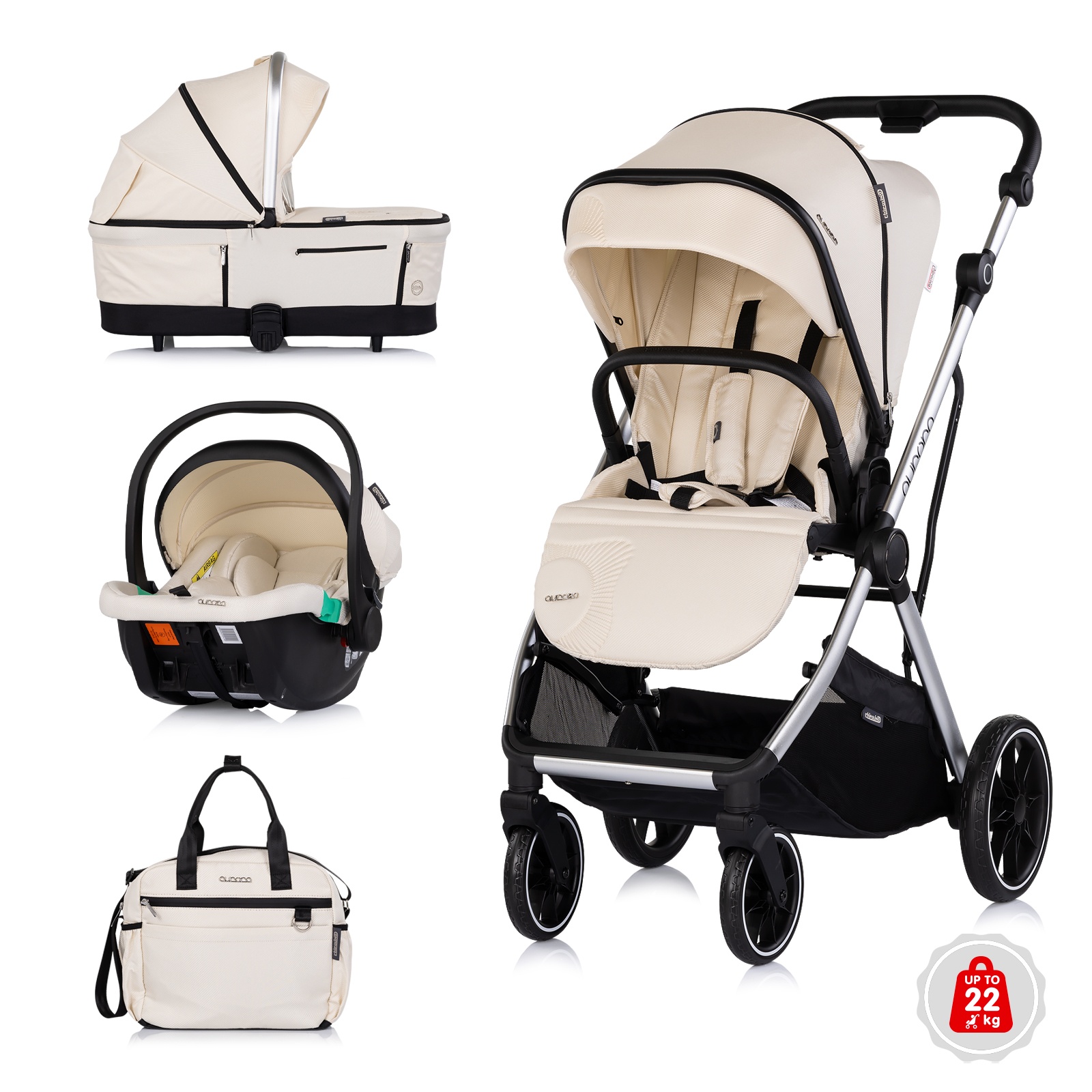 Детска количка 3 в 1 Chipolino Aurora, кашмир