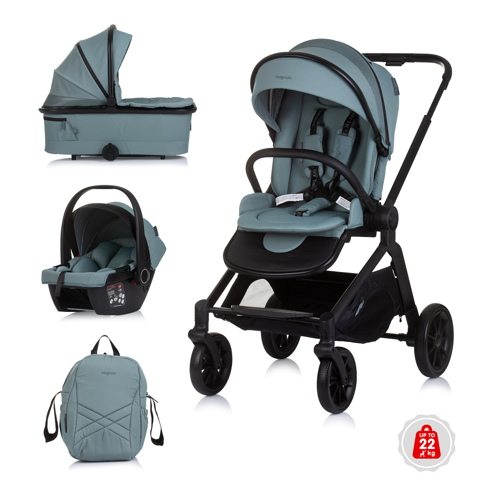 Детска количка 3 в 1 Chipolino Magnum, босилек