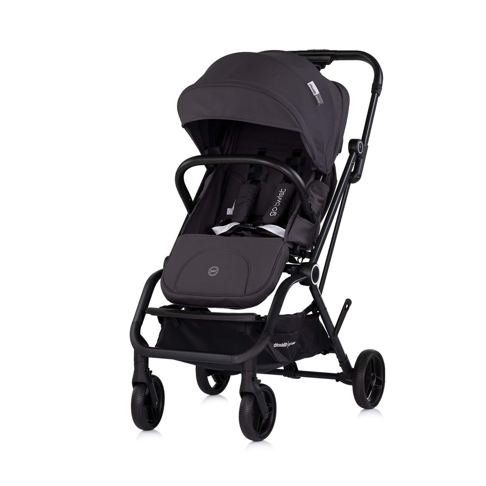 Детска количка Chipolino Go Twist с въртяща седалка, тъмносиво
