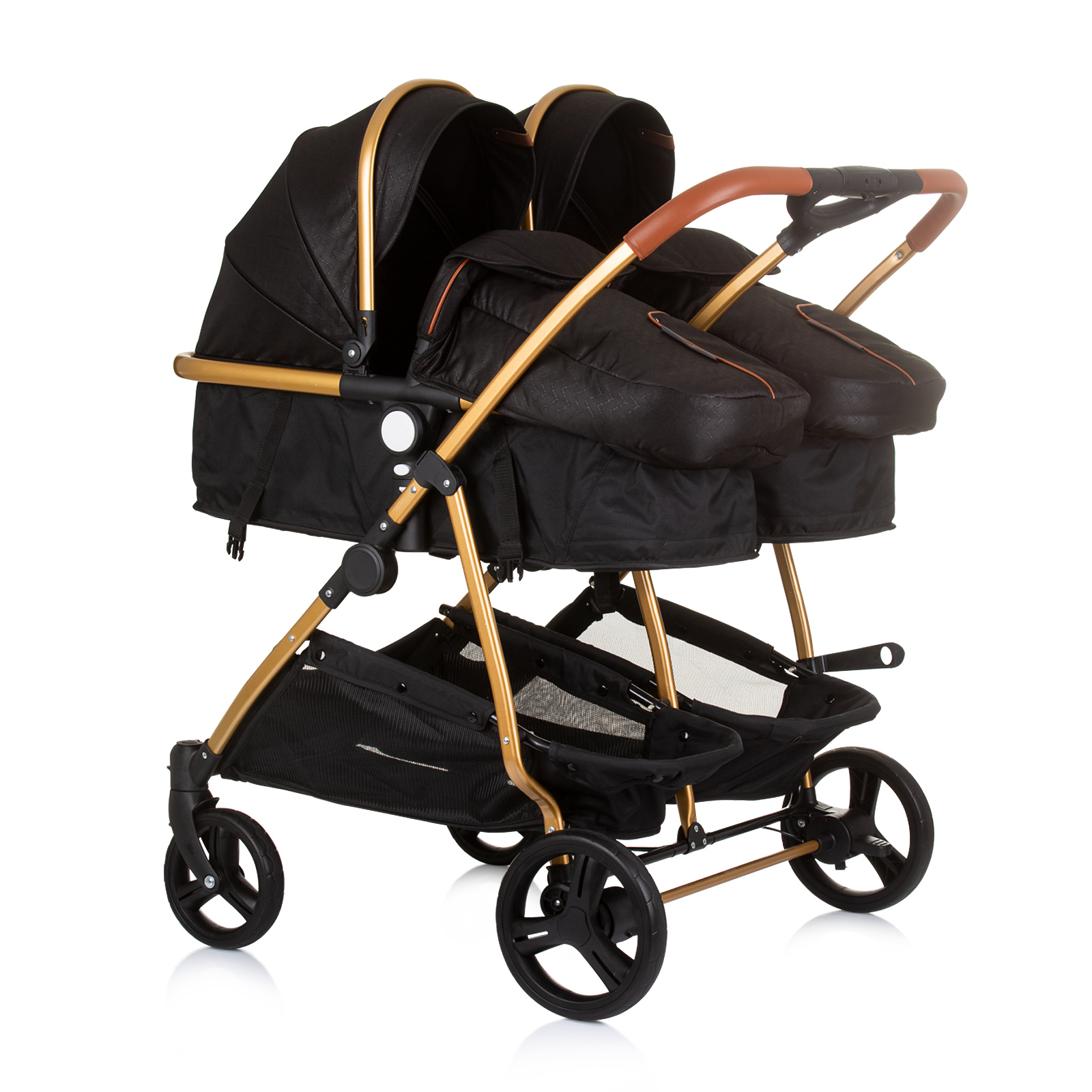 Количка за близнаци Chipolino Duo Smart, обсидиан и злато