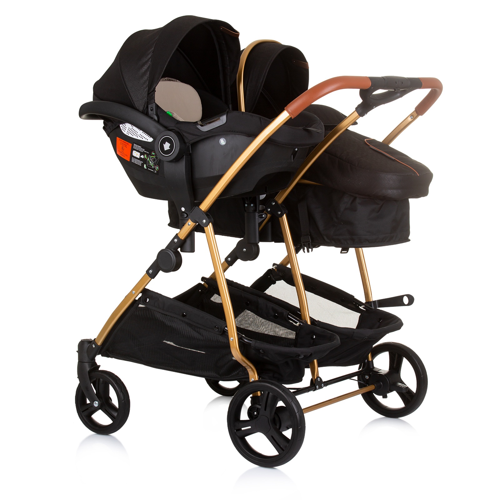Количка за близнаци Chipolino Duo Smart, обсидиан и злато — снимка 10