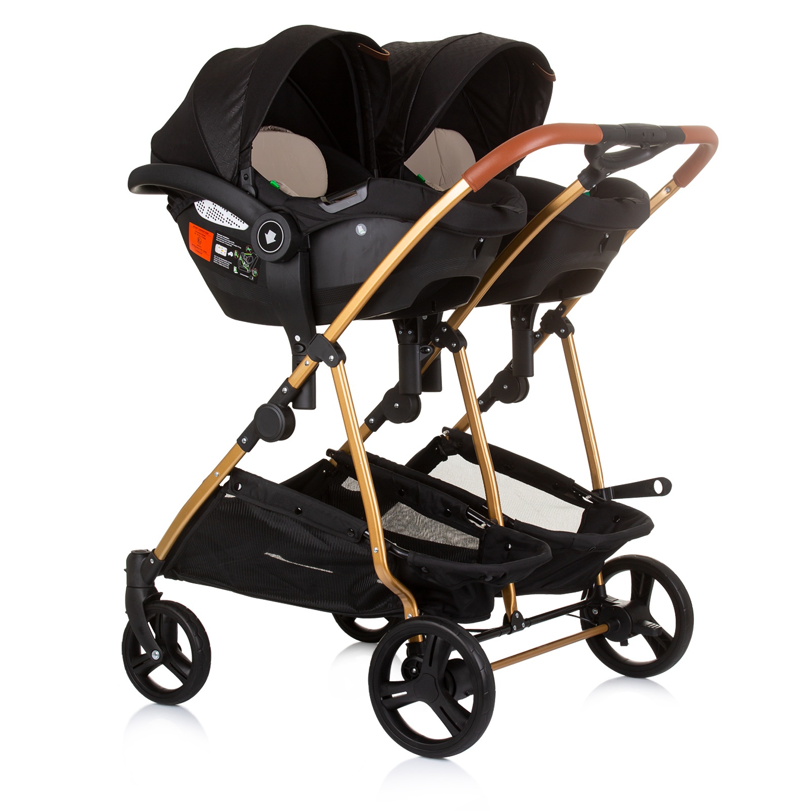 Количка за близнаци Chipolino Duo Smart, обсидиан и злато — снимка 11