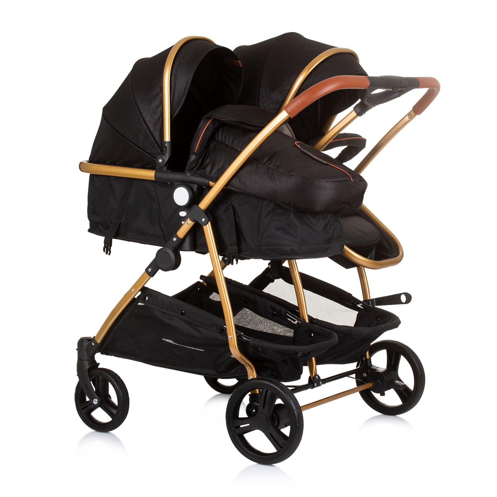 Количка за близнаци Chipolino Duo Smart, обсидиан и злато — снимка 3