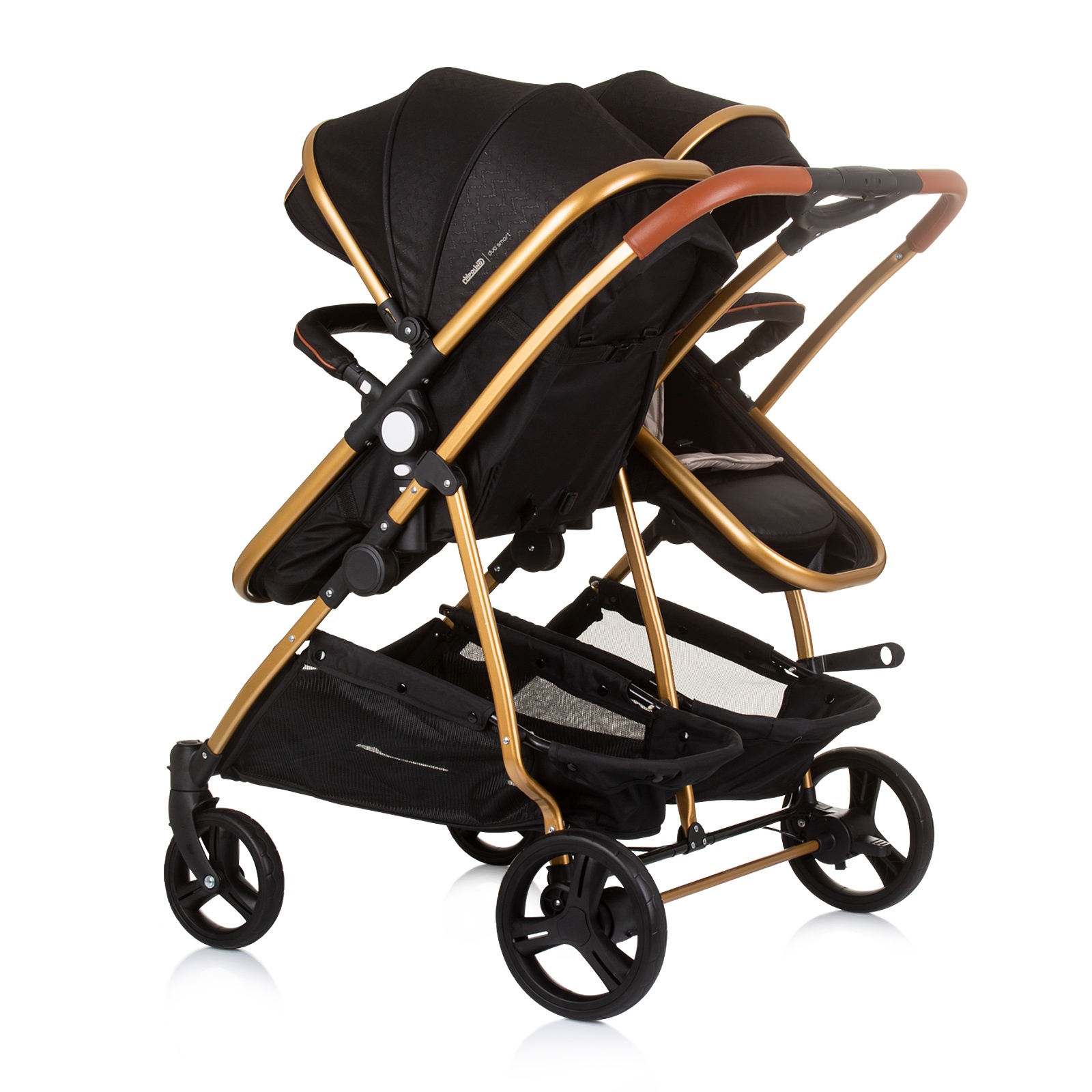 Количка за близнаци Chipolino Duo Smart, обсидиан и злато — снимка 4