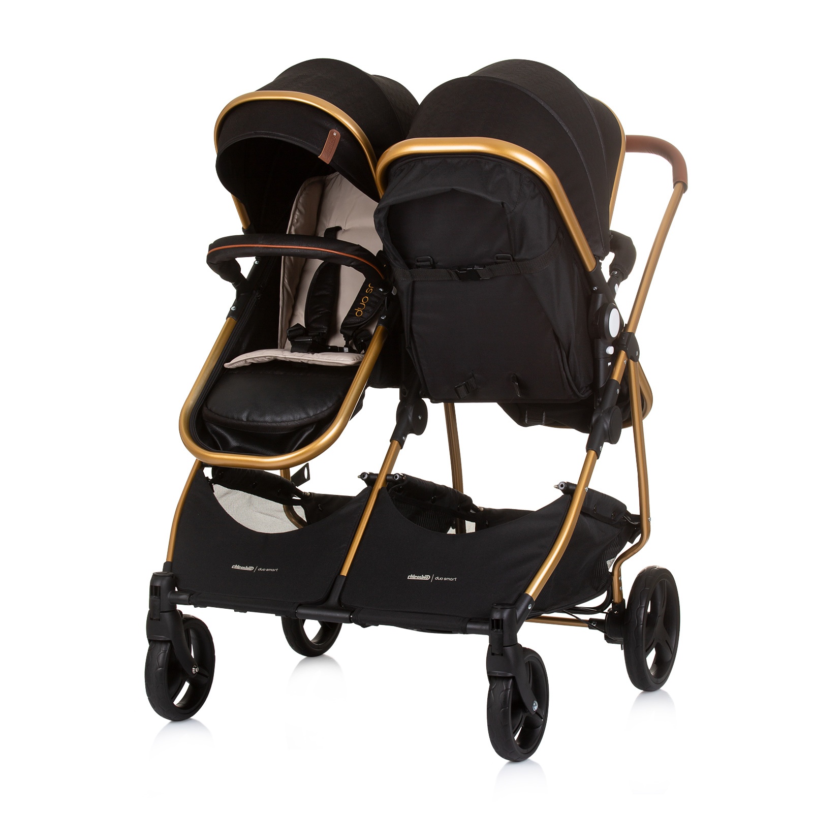 Количка за близнаци Chipolino Duo Smart, обсидиан и злато — снимка 5