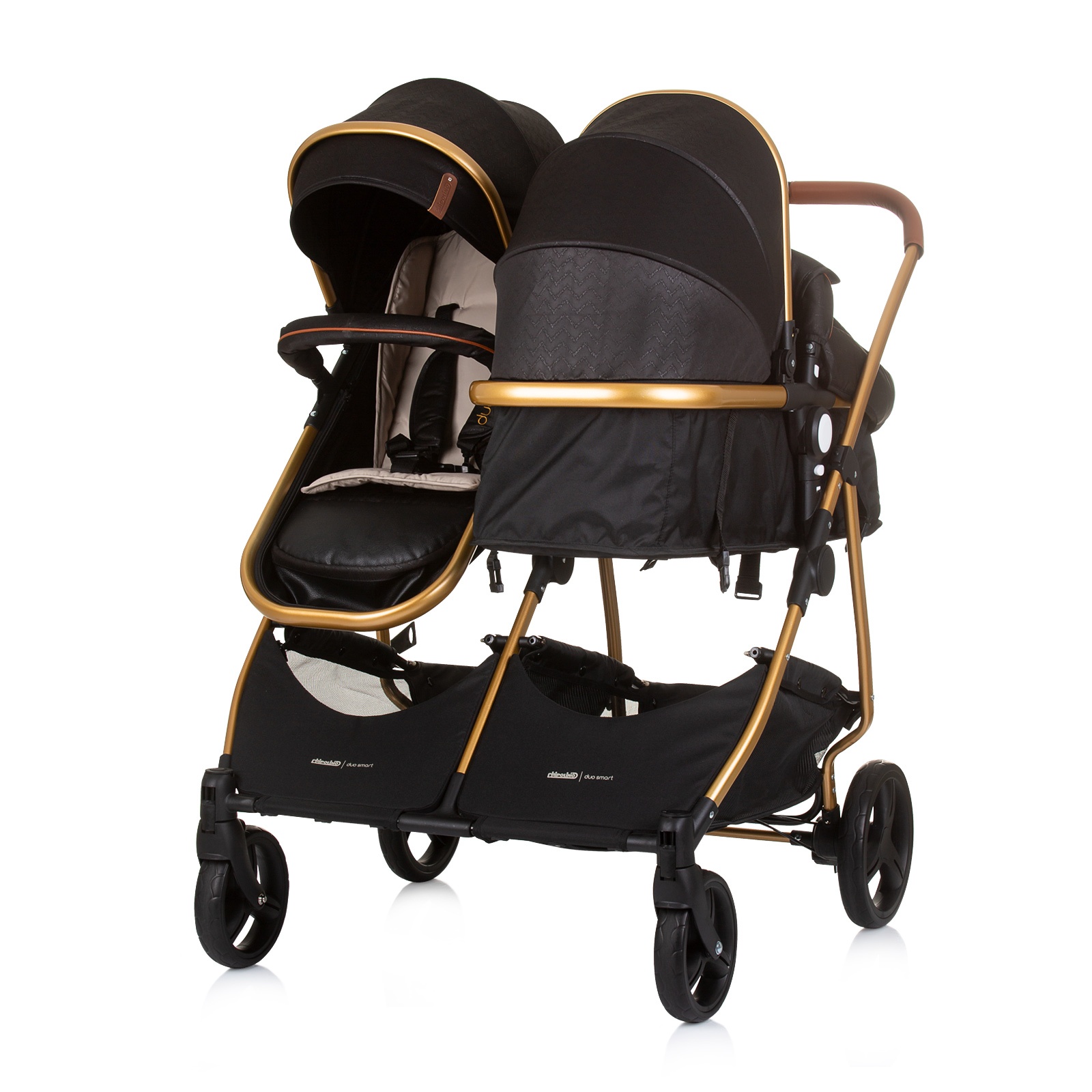 Количка за близнаци Chipolino Duo Smart, обсидиан и злато — снимка 6