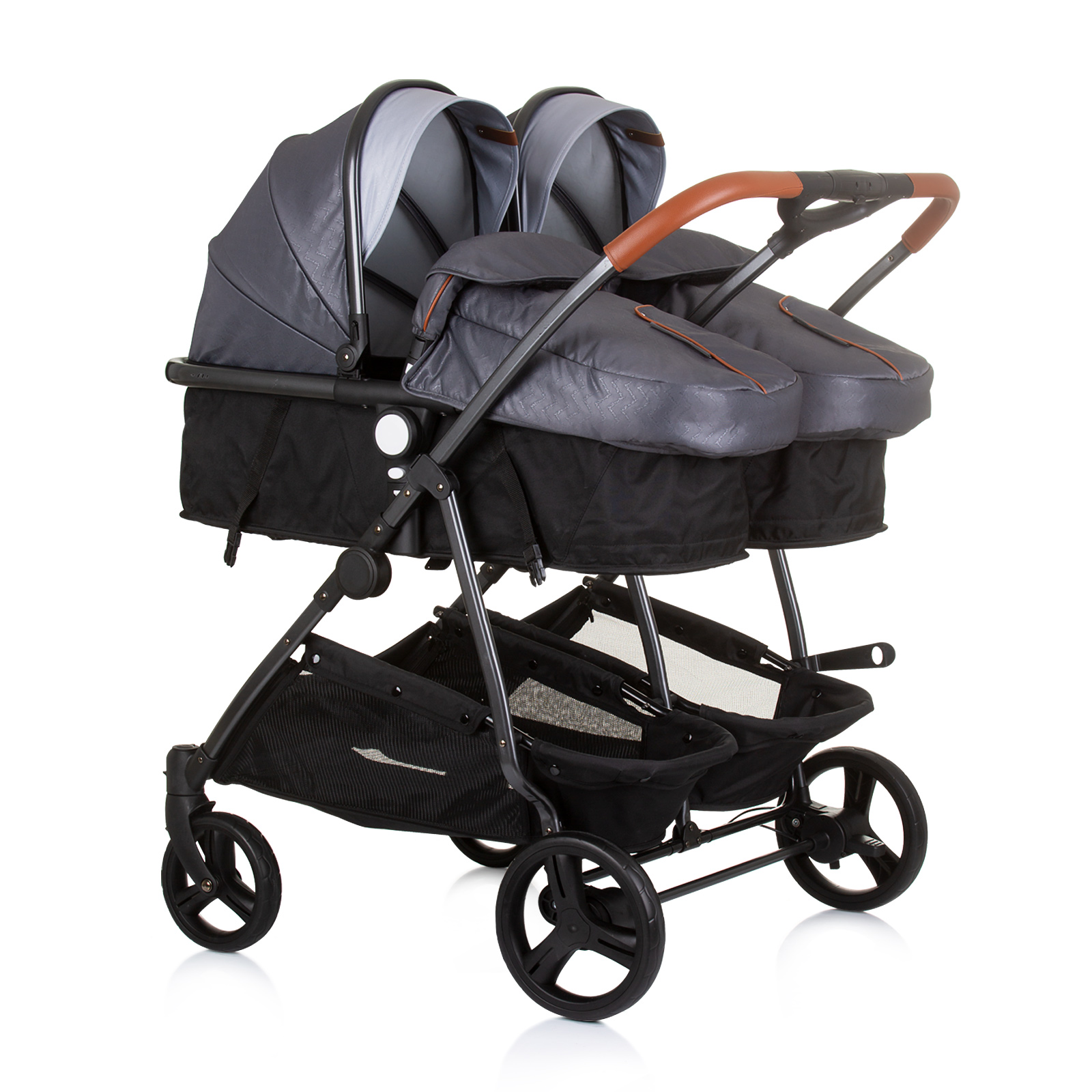Количка за близнаци Chipolino Duo Smart, сребристосива
