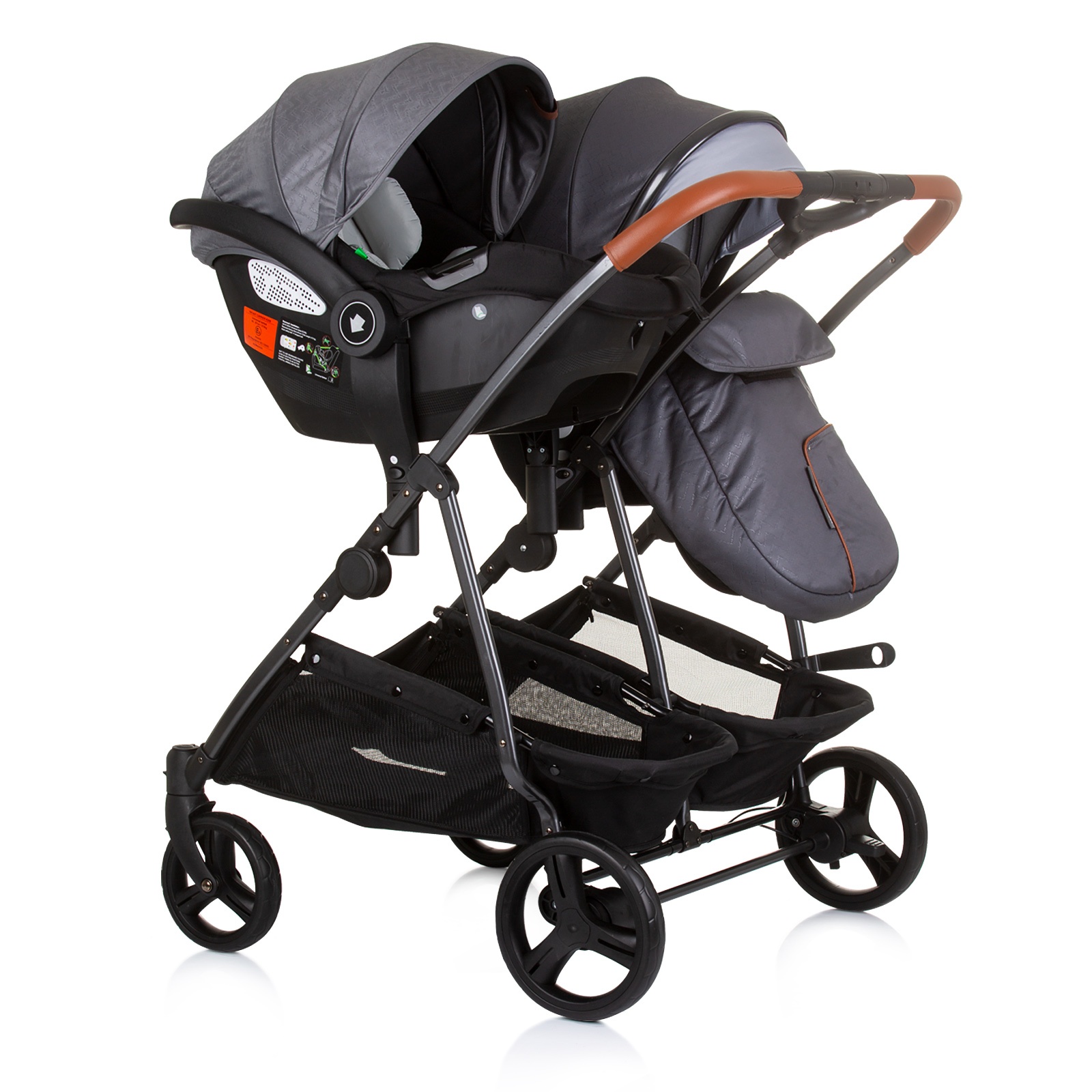 Количка за близнаци Chipolino Duo Smart, сребристосива — снимка 10