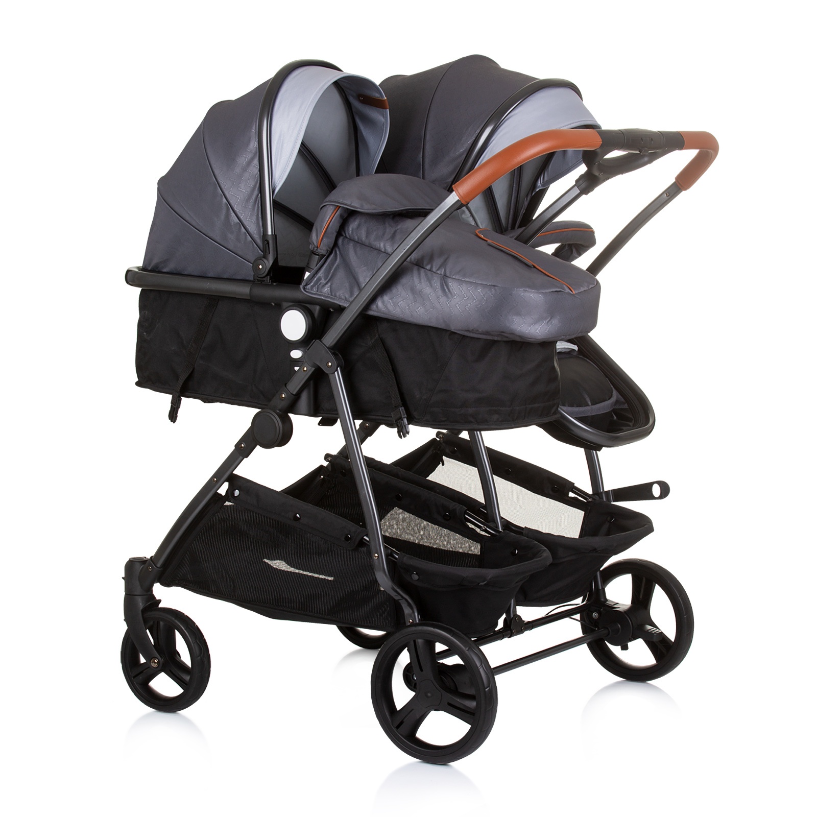 Количка за близнаци Chipolino Duo Smart, сребристосива — снимка 3