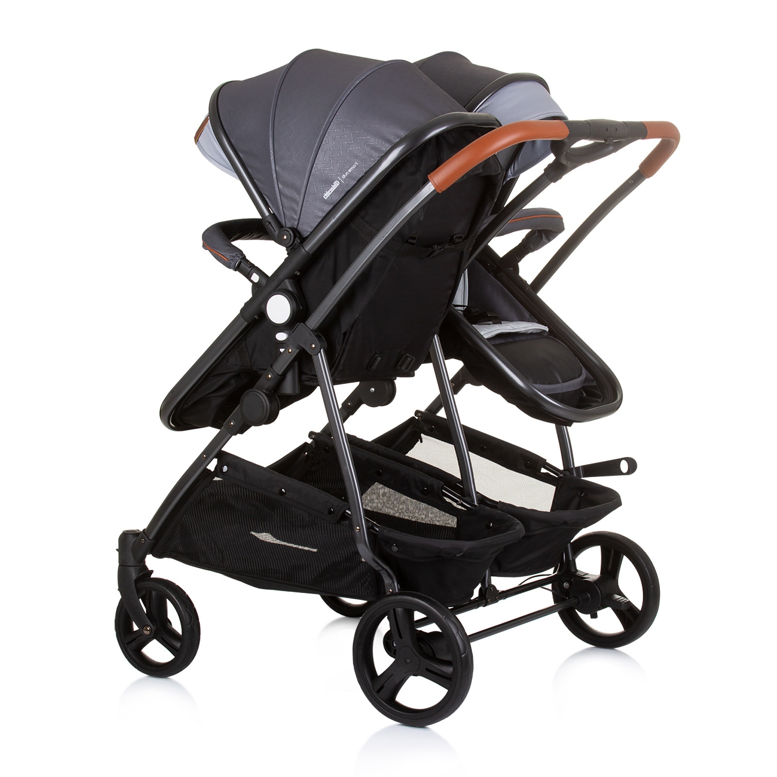 Количка за близнаци Chipolino Duo Smart, сребристосива — снимка 4