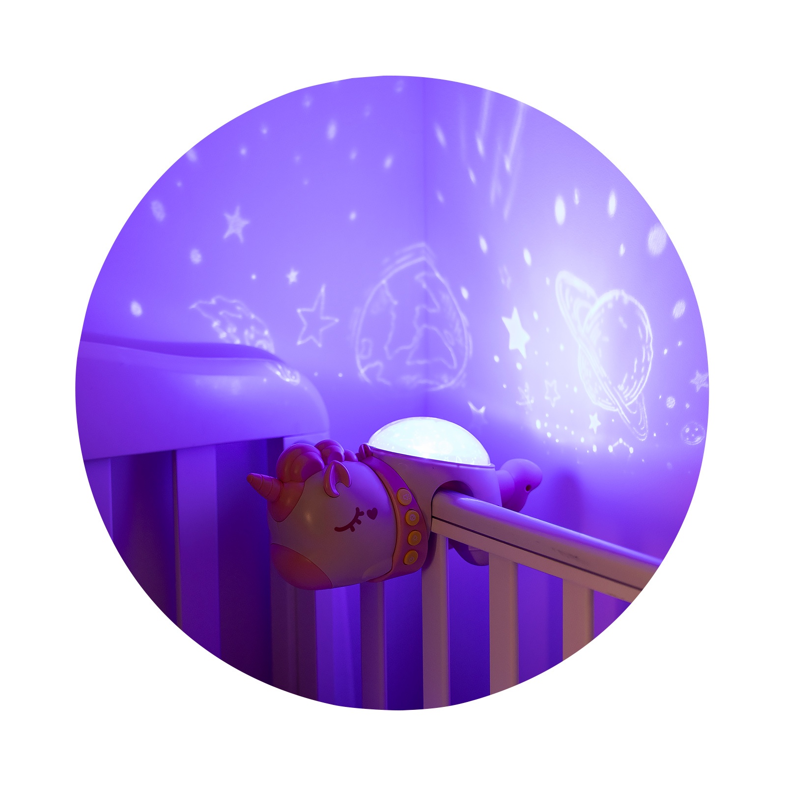 Играчка за легло с проектор Chipolino Еднорог, розова