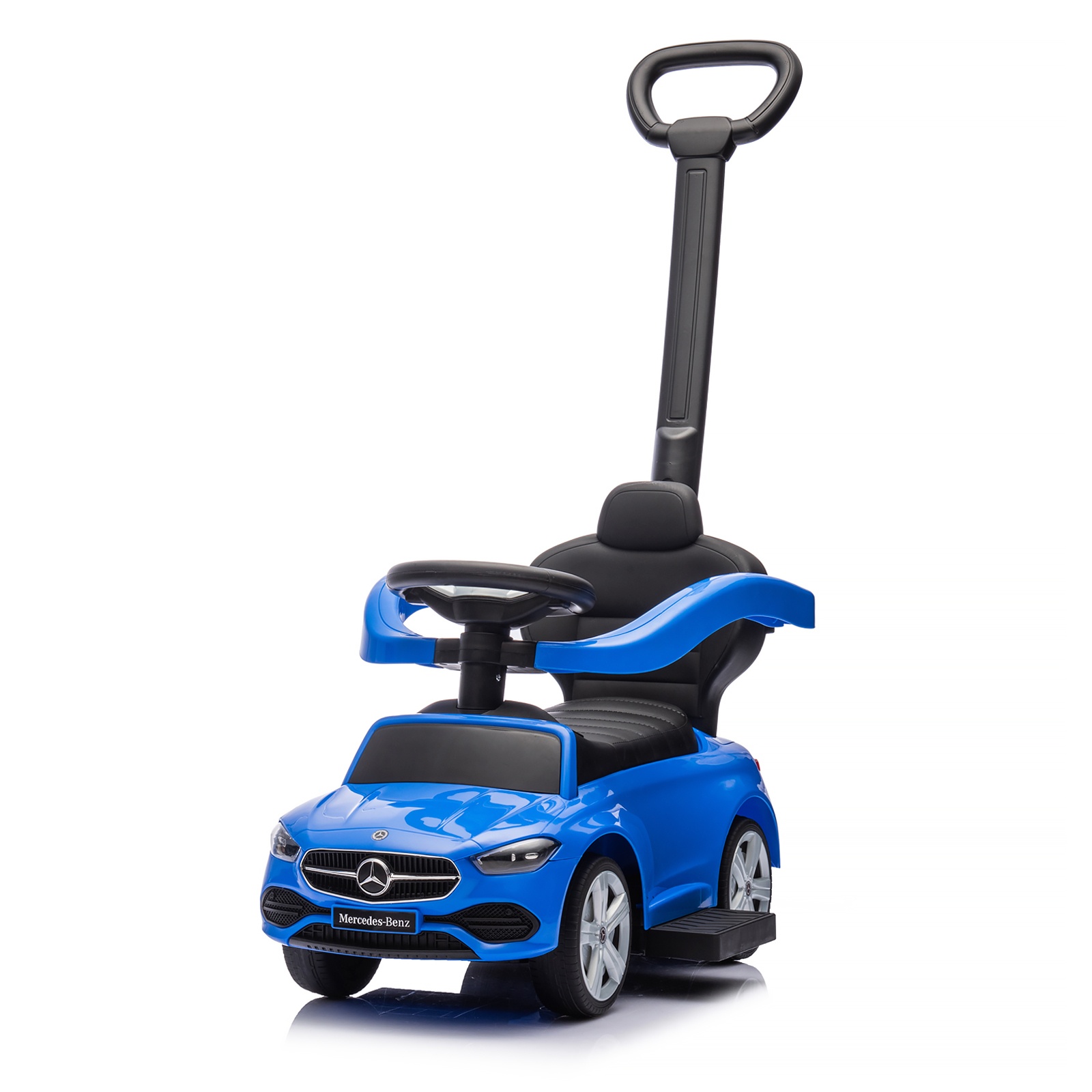 Кола за яздене с дръжка Chipolino Mercedes-Benz C-Class, синя