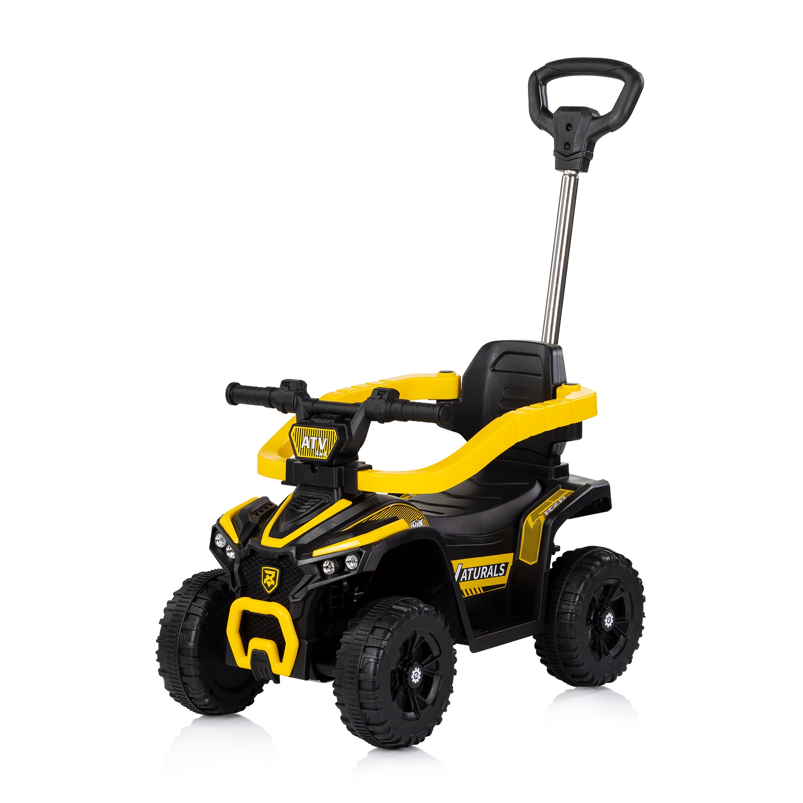 Кола за яздене с родителска дръжка Chipolino ATV, жълта