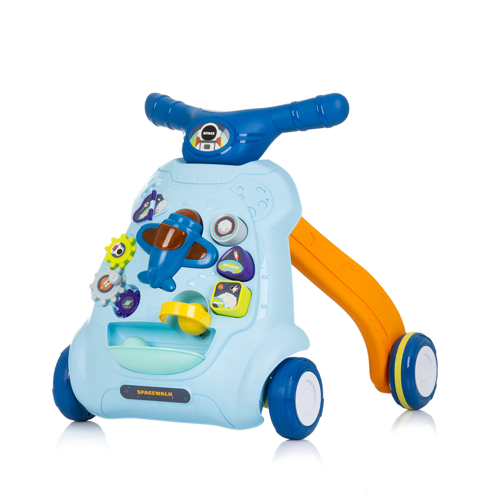 Музикална играчка за бутане Chipolino Самолетче, синя