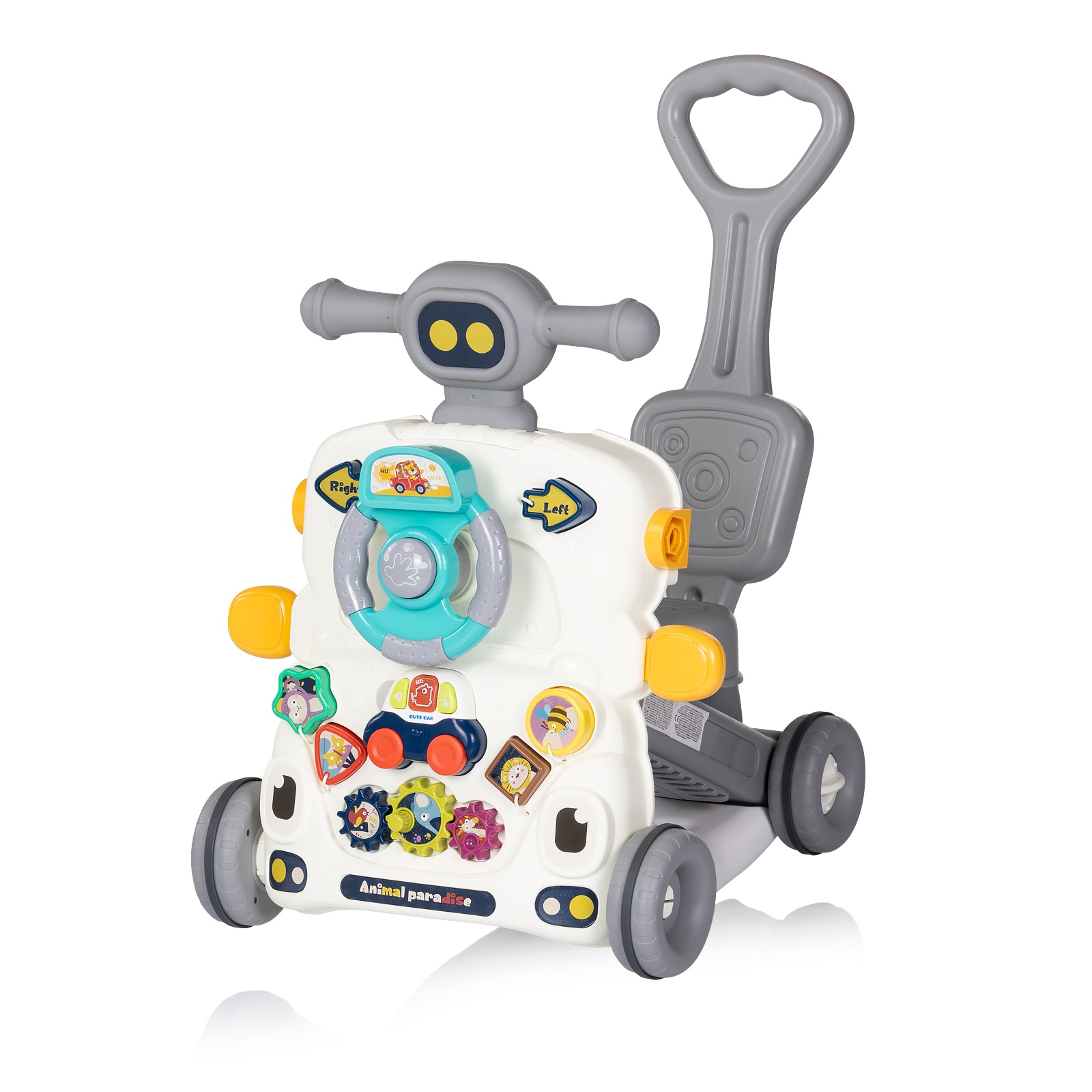 Музикална играчка на колела 6 в 1 Chipolino Multi, в сив цвят