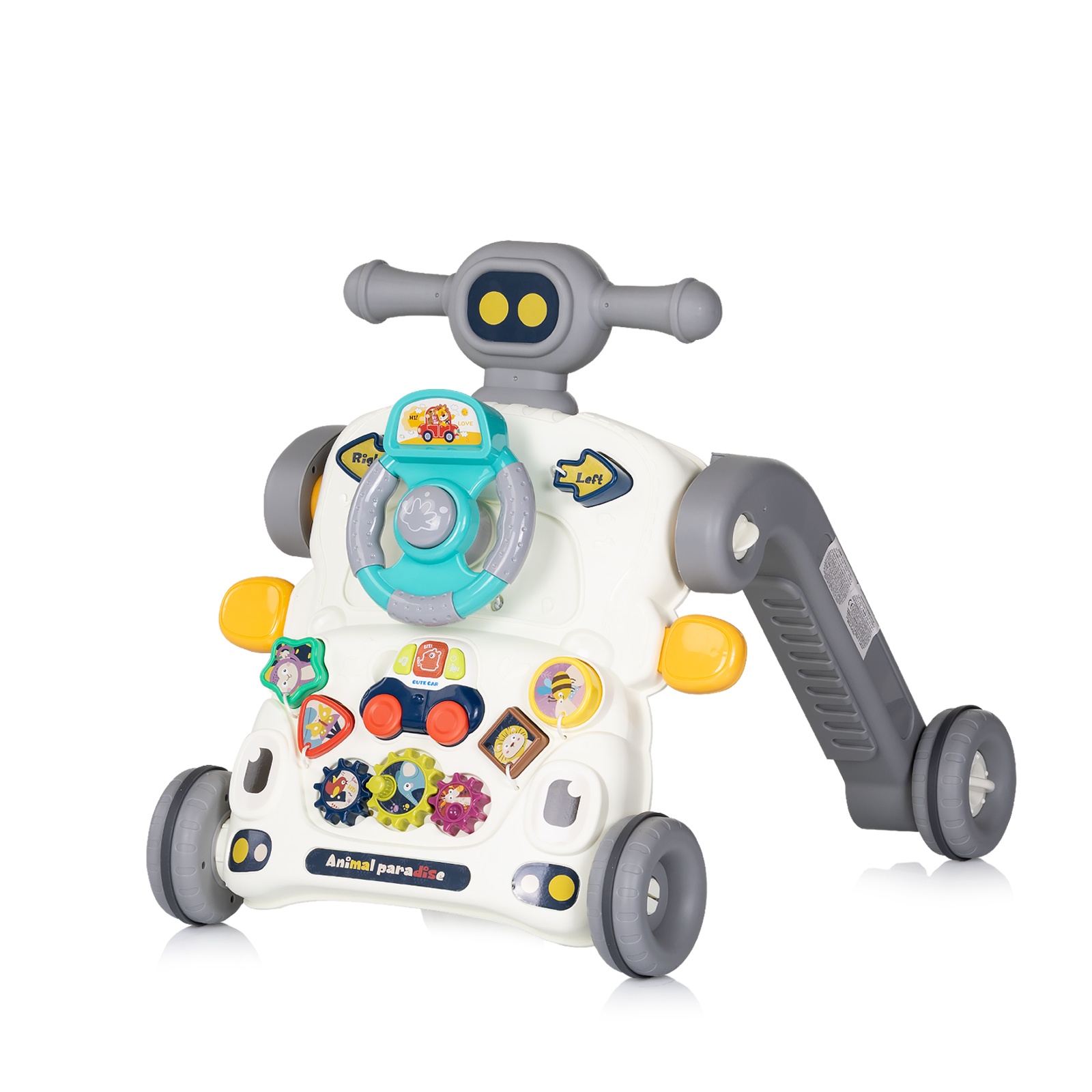 Музикална играчка на колела 6 в 1 Chipolino Multi, в сив цвят