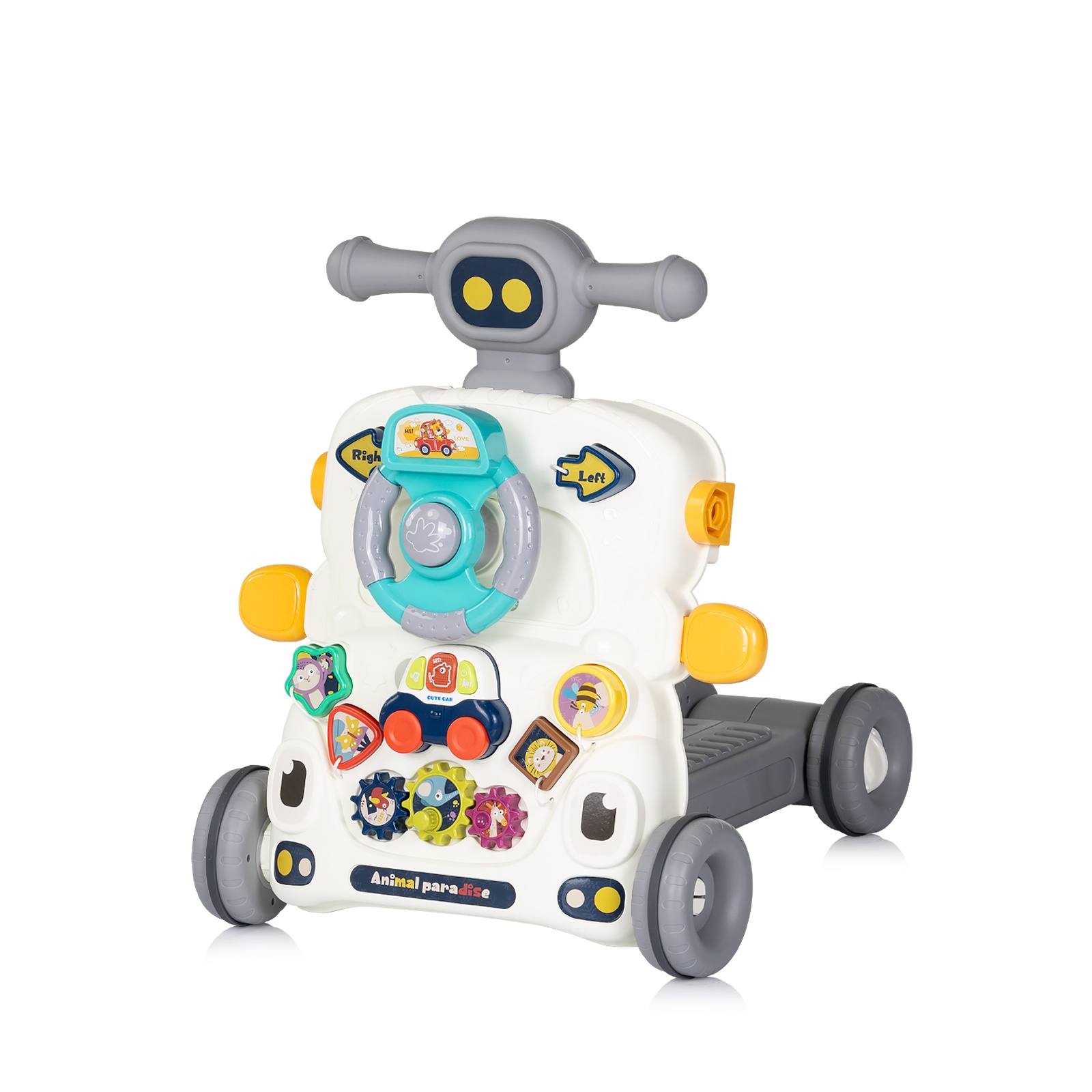 Музикална играчка на колела 6 в 1 Chipolino Multi, в сив цвят