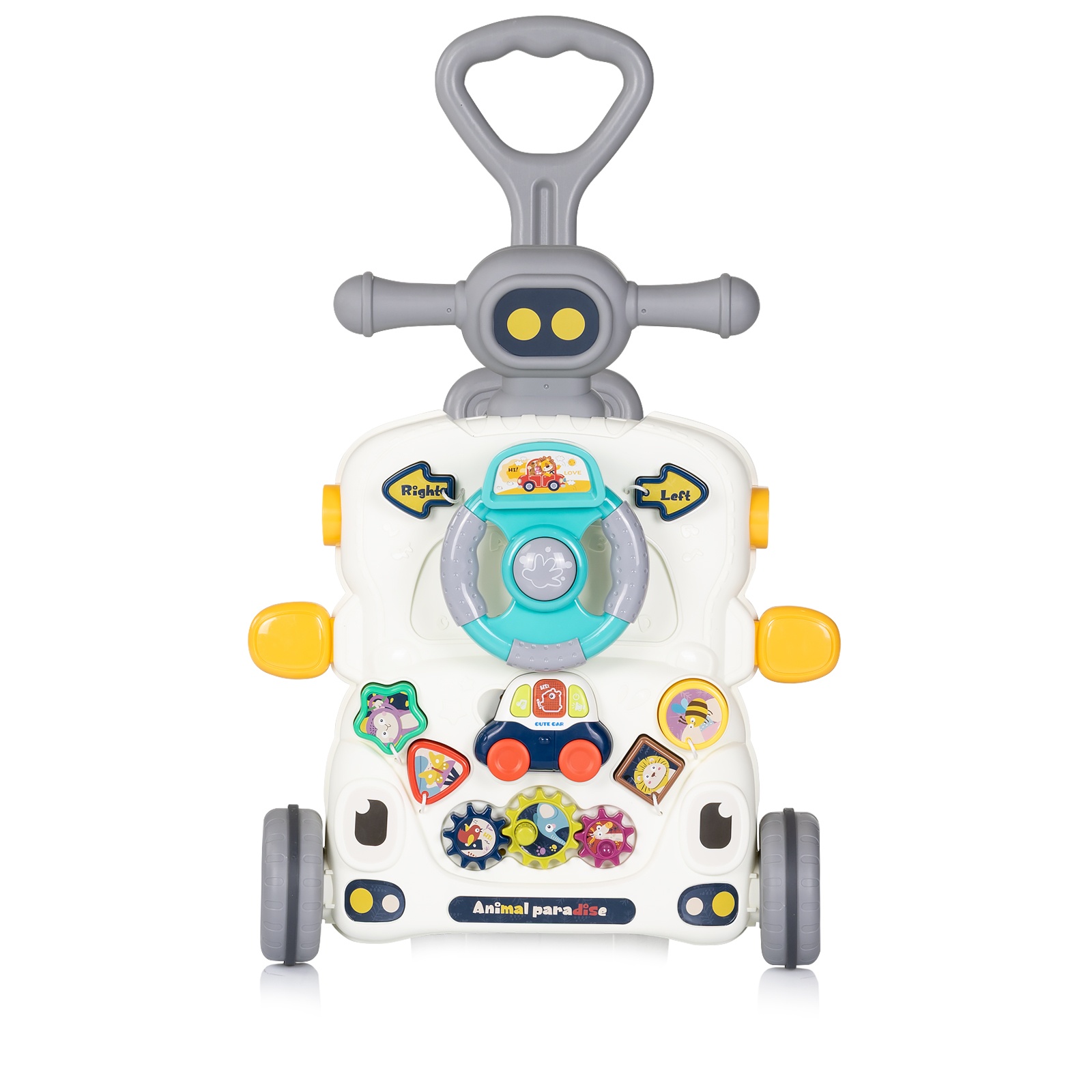 Музикална играчка на колела 6 в 1 Chipolino Multi, в сив цвят