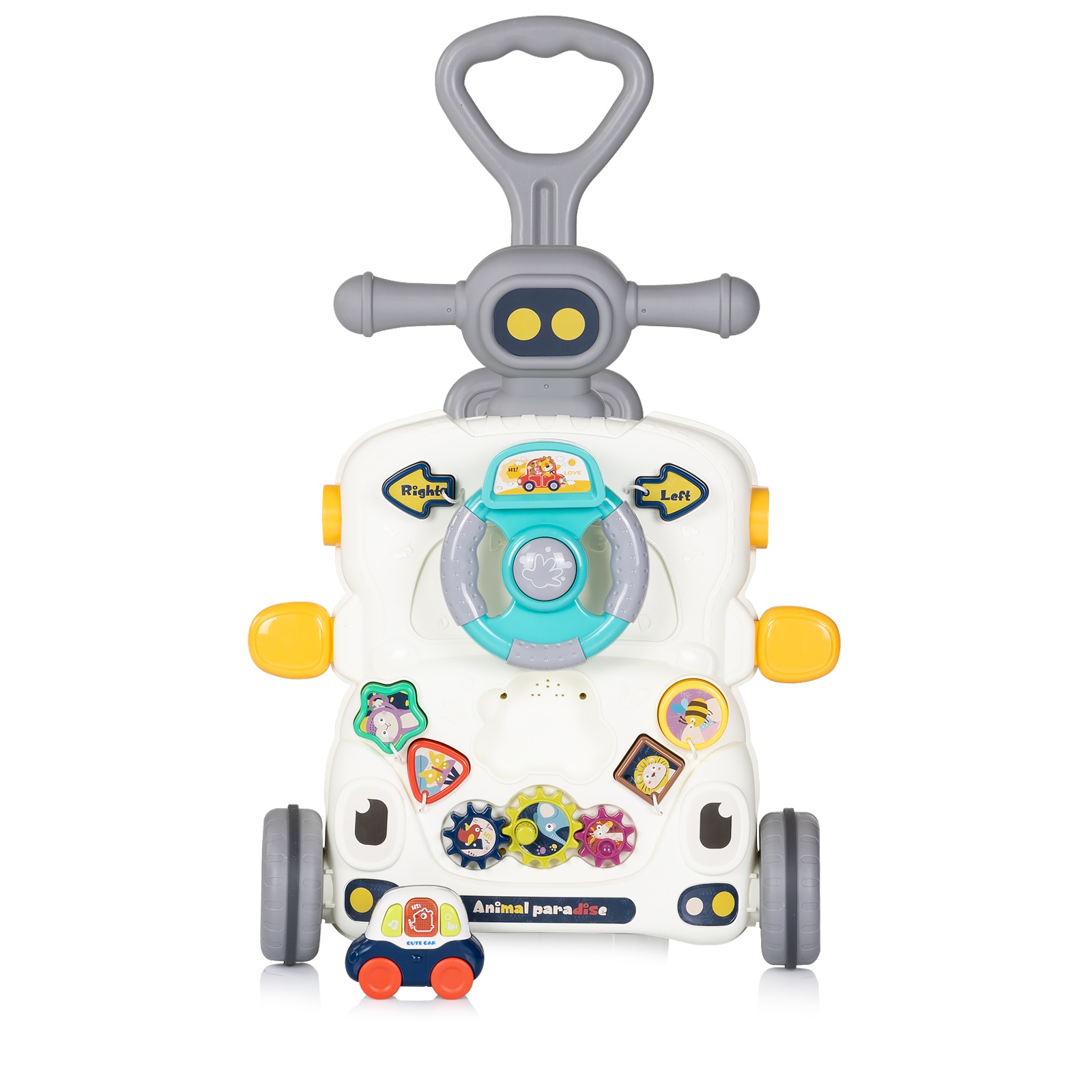 Музикална играчка на колела 6 в 1 Chipolino Multi, в сив цвят