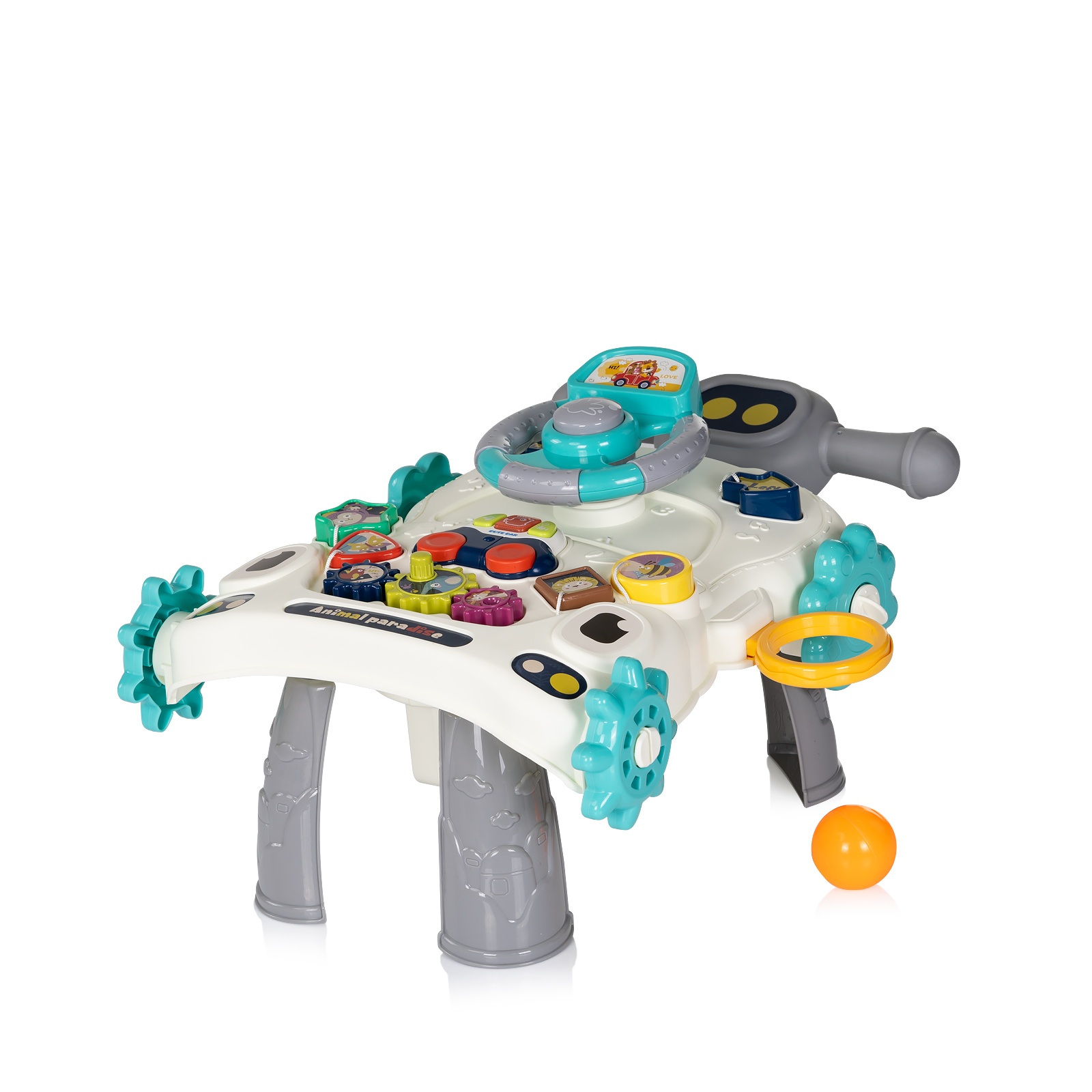 Музикална играчка на колела 6 в 1 Chipolino Multi, в сив цвят