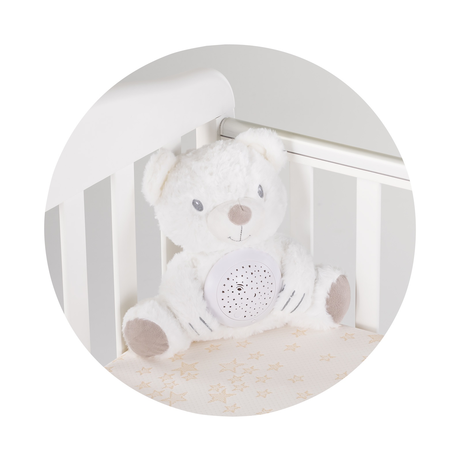 Плюшена играчка с проектор и музика Chipolino Мече, бяло — снимка 4