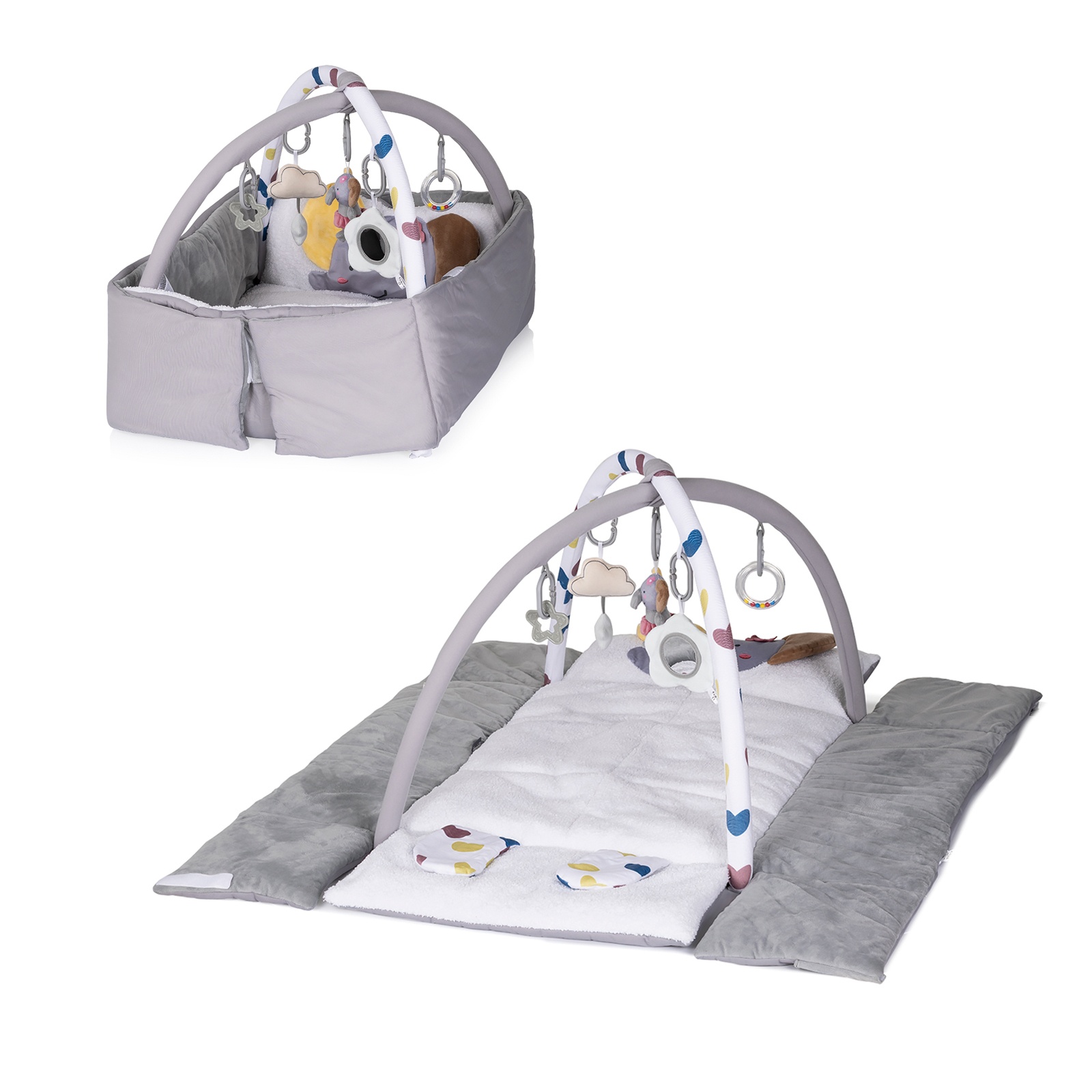 Постелка за гимнастика и гнездо 2 в 1 Chipolino Baby Nest, сива