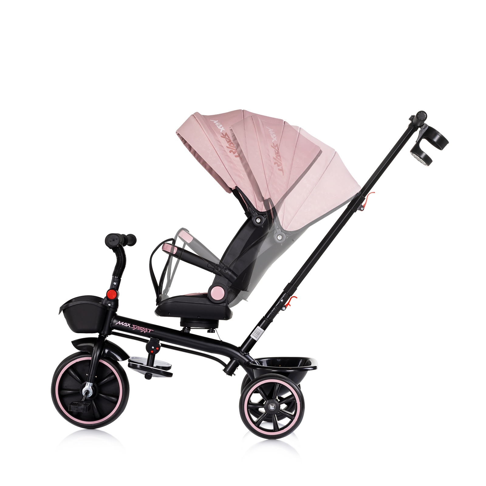 Триколка със сенник Chipolino Max Sport, розова пудра — снимка 5