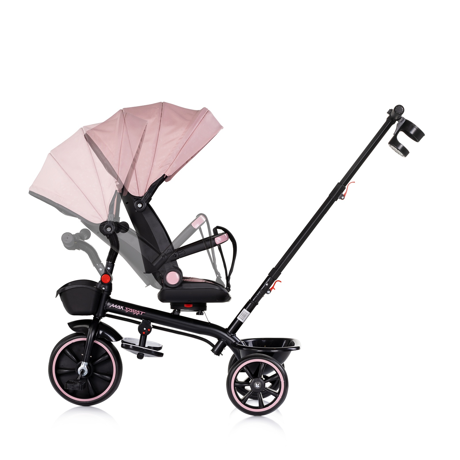 Триколка със сенник Chipolino Max Sport, розова пудра — снимка 7
