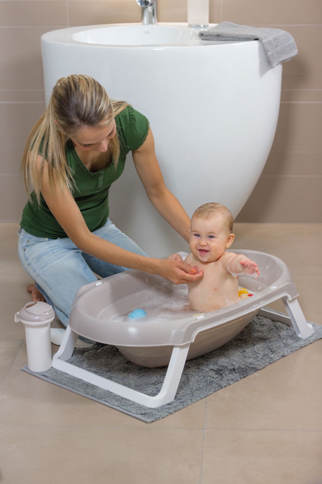 Сгъваема бебешка вана OK Baby Onda Slim, капучино