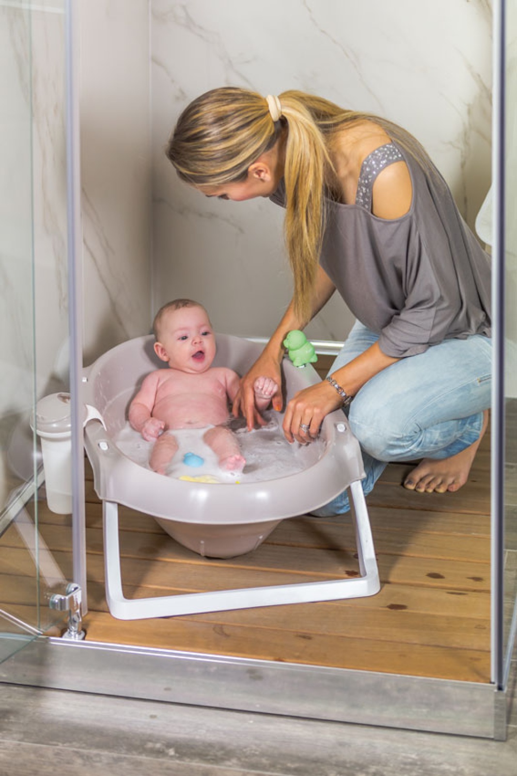Сгъваема бебешка вана OK Baby Onda Slim, капучино