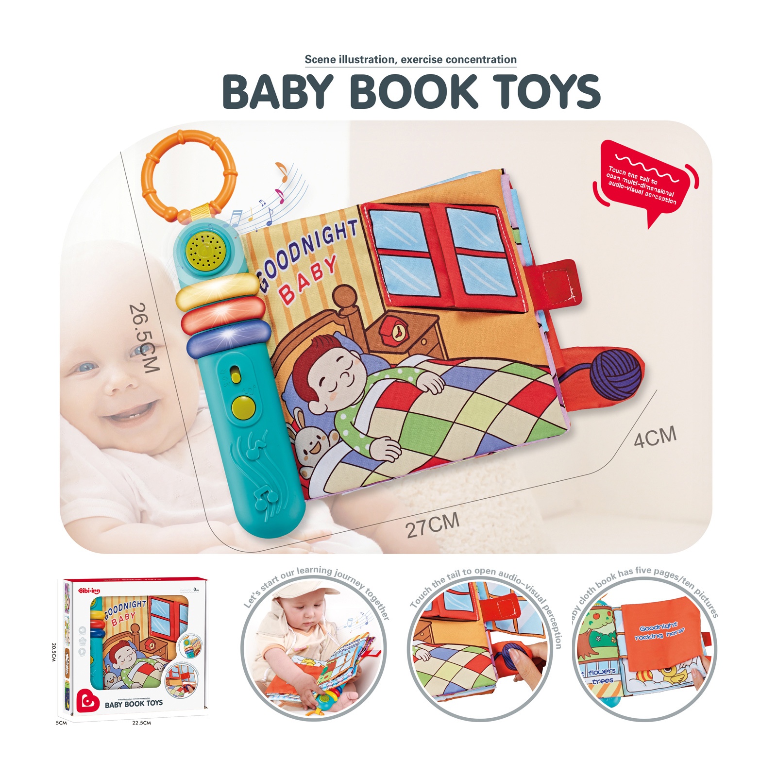 Детска играчка книжка Лека нощ с музика и светлина Chipolino